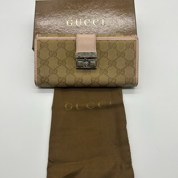Gucci long wallet canvas and pink leather - Picture 1 of 10